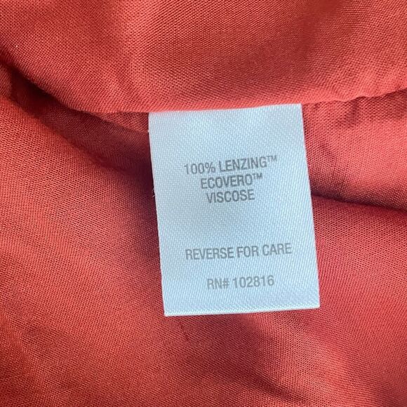 Garnet Hill Kimono Style Dress Viscose Rust Black Print Medium - Picture 7 of 9